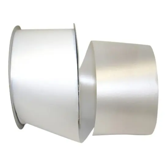 JAM Paper 2.5" x 100yd. Plastic Florentine Ribbon White {1}