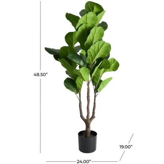 4ft. Green Fiddle Leaf Artificial Tree with Black Pot {7}