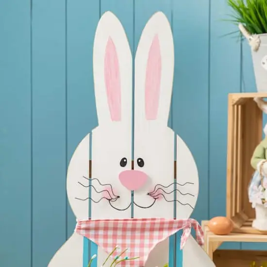 Glitzhome&reg; 30" Easter Wooden Bunny Porch D&eacute;cor {4}