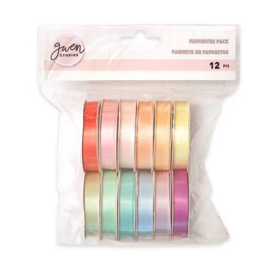Gwen Studios 3/8" x 3yd. Pastels Single Faced Satin Ribbon Pack, 12ct. {3}