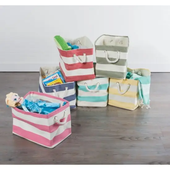 DII&reg; Large Rectangle Stripes Paper Bin Aqua {6}