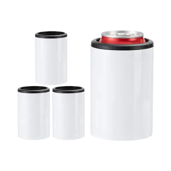Craft Express 4ct. 12oz. White Stainless Steel Can Cooler {1}