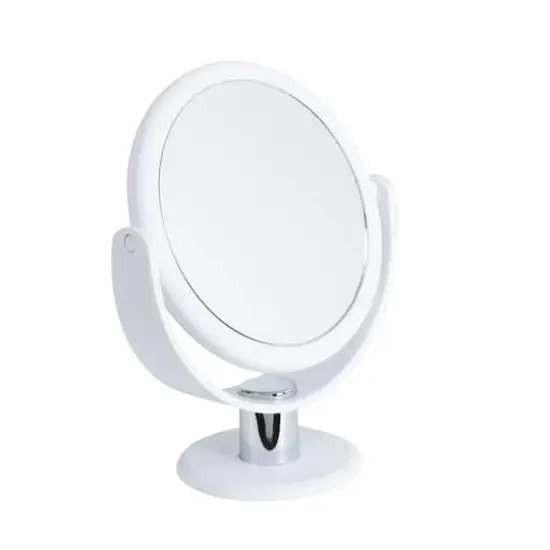 Home Details 7" Black Dual Sided 10X Magnification Rubberized Vanity Mirror White {1}
