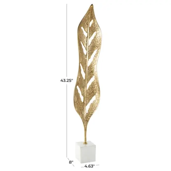 43" Gold Metal Leaf Tall Textured Cutout Sculpture {8}