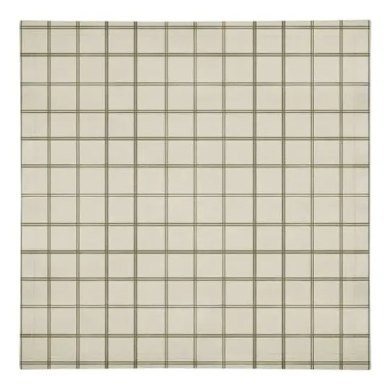 Green & Cream Check Cotton Twill Napkin {1}