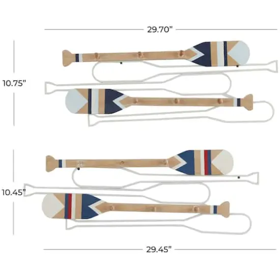 Light Brown Wood 12 Hangers Paddle Wall Hook with Stripe Patterns Set of 2 30", 29" {7}