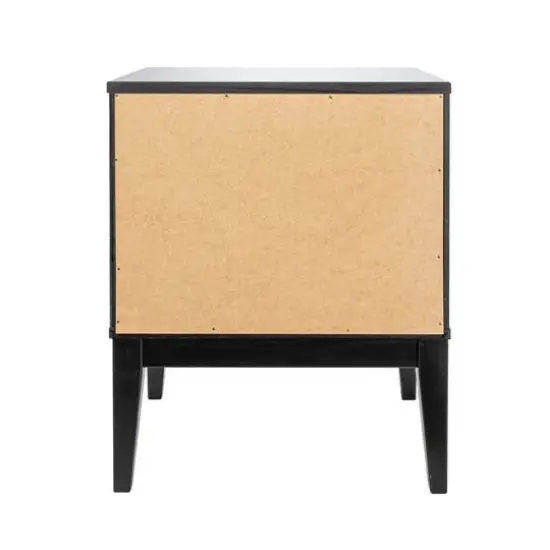 Hello Honey® Crawford 24" Nightstand with Storage Drawers and Natural Woven Cane Detail Black Satin and Black {6}