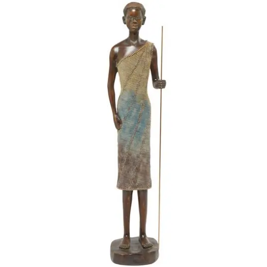 28" Multicolor Polystone Standing Woman with Intricate Details Sculpture {1}