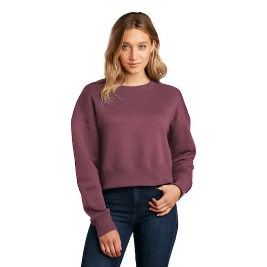 District&reg;Women's Perfect Weight&reg; Fleece Cropped Crew Sweatshirt Heathered Loganberry {4}