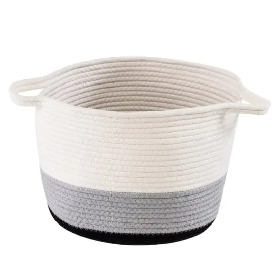 Honey Can Do Black & White Ombré Nesting Cotton Rope Storage Basket Set {9}