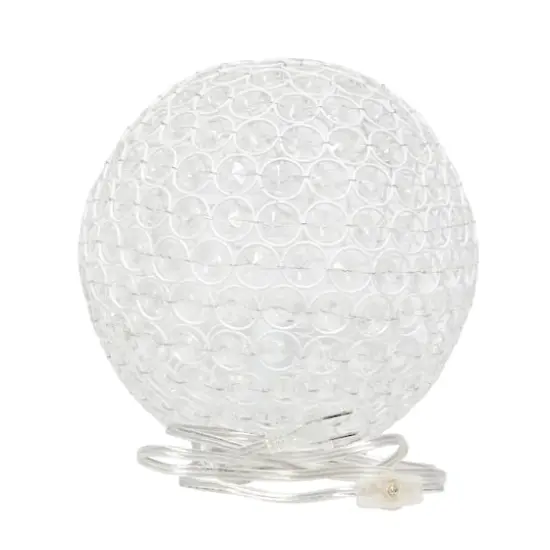 Lalia Home 10" Medium Metal Crystal Round Orb Table Lamp White {9}