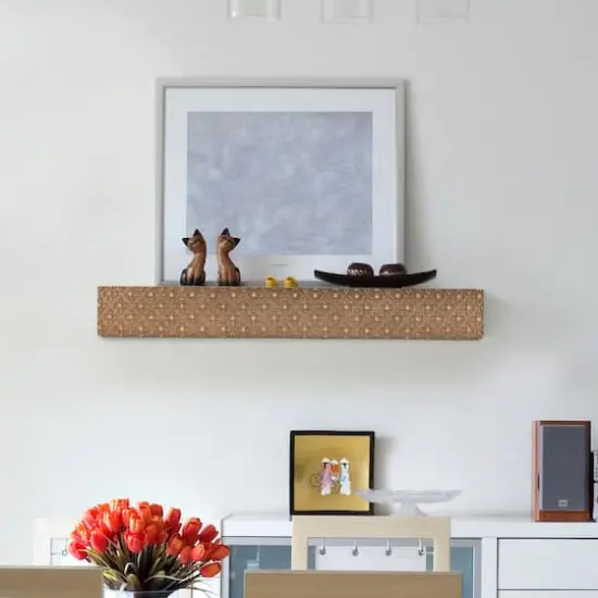 Small Natural Rustic Embossed Wood Floating Wall Shelf {3}
