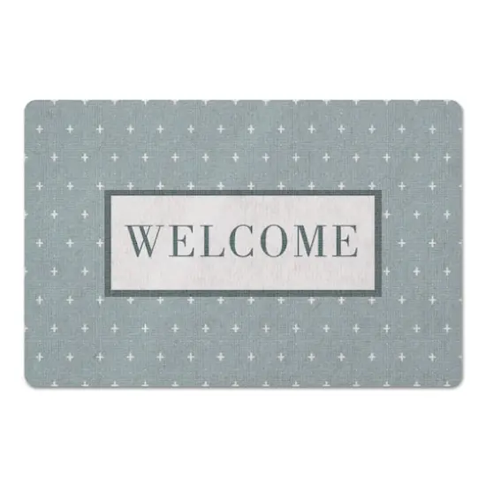 Welcome Plus Floor Mat White/Green {1}
