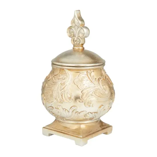 13" Gold Round Traditional Decorative Jar {1}