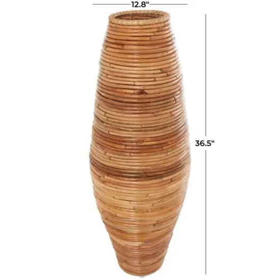 37" Brown Rattan Handmade Tall Wrapped Vase {10}