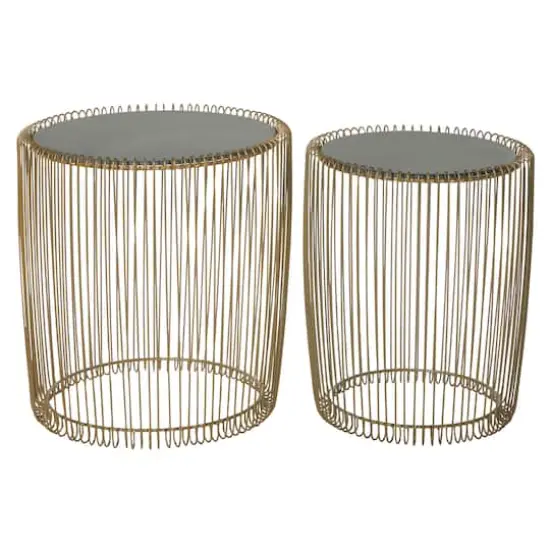 Gold Metal Contemporary Accent Table Set {1}