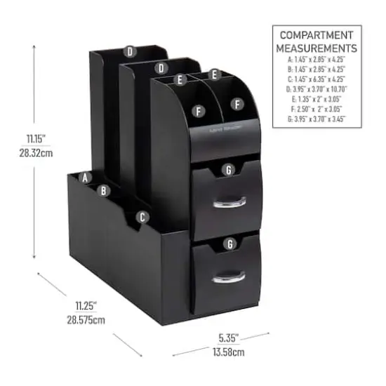 Mind Reader Anchor Collection 11-Compartment Black Coffee Cup and Condiment Dispenser, 2ct. {5}
