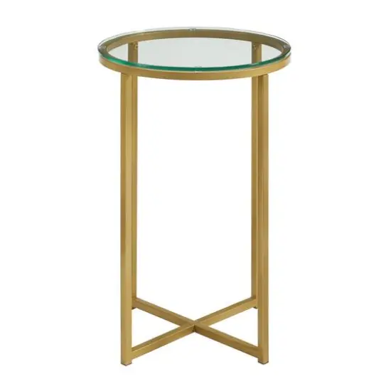 Walker Edison 16" Glam Round Side Table Gold {3}