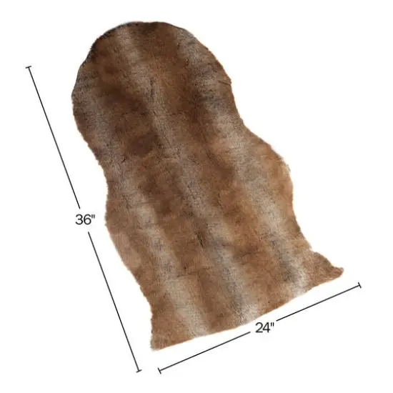 Hastings Home Faux Sheepskin Fur Rug, 2ft. x 3ft. Brown {5}