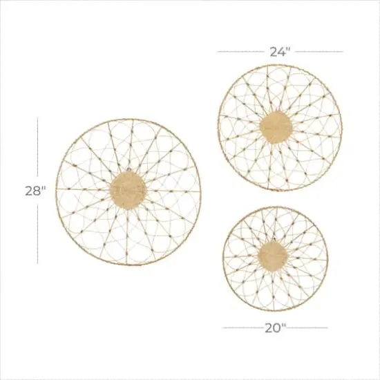 Set of 3 Brown Wood Coastal Style Abstract Wall Decor, 20", 24", 28" {7}