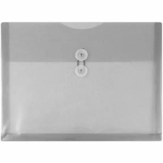 JAM Paper Booklet Plastic Envelopes with Button and String Closure, 108ct. Smoke Gray {1}
