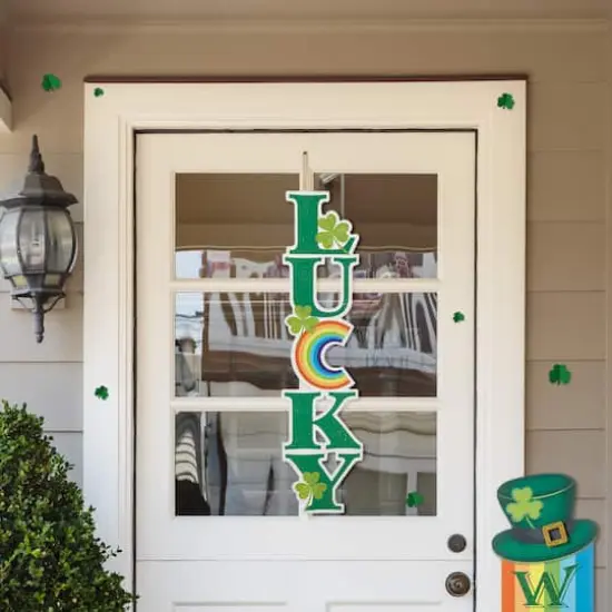 Glitzhome&reg; 42" St. Patrick's Metal LUCKY Yard Stake {4}