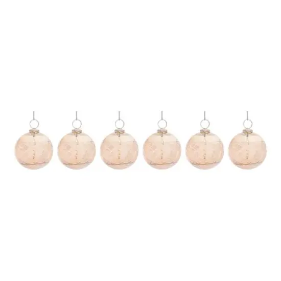 6ct. 3" Brown Etched Glass Ball Ornaments {1}