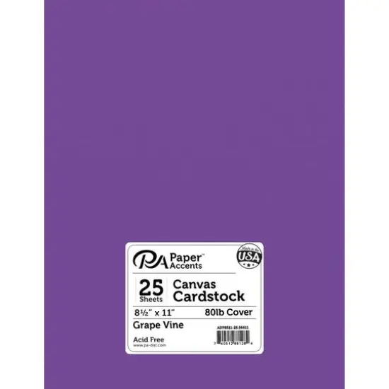 PA Paper&trade; Accents 8.5" x 11" 80lb. Canvas Cardstock Paper, 25 Sheets Grape Vine {1}
