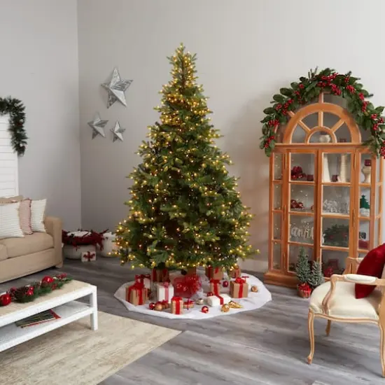 9ft. Pre-Lit North Carolina Spruce Artificial Christmas Tree, Clear LED Lights {10}