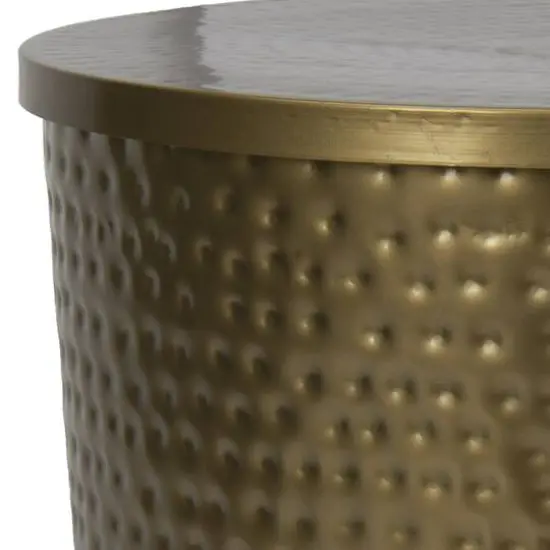Hello Honey® 17" Gold Boho Hammered Metal Drum Table or Planter with Lid {8}