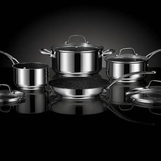 THE ROCK by Starfrit Stainless Steel Non-Stick 8-Piece Cookware Set With Stainless Steel Handles {3}