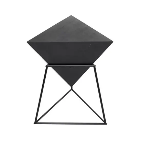 24" Metal Modern Accent Table Black on Black {7}