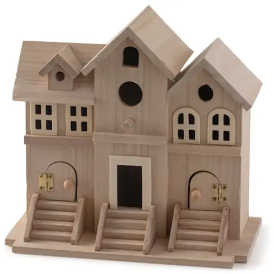 9.5" Brownstone Wood Birdhouse by Make Market® {1}