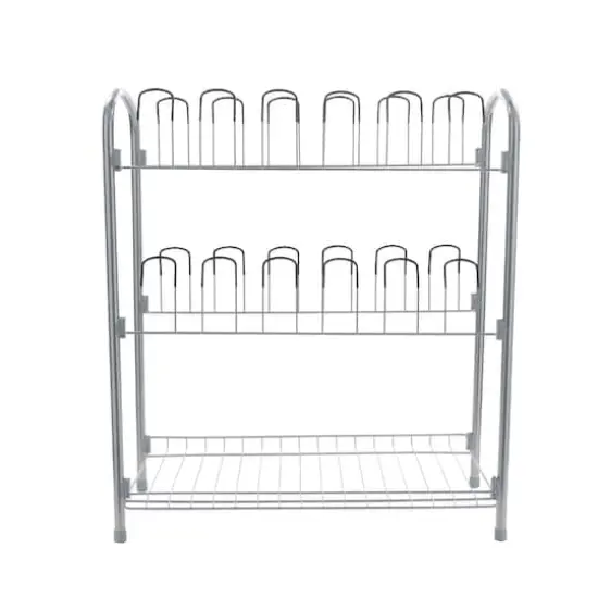 Organize It All 12 Pair Floor Shoe Rack With Shelf {7}