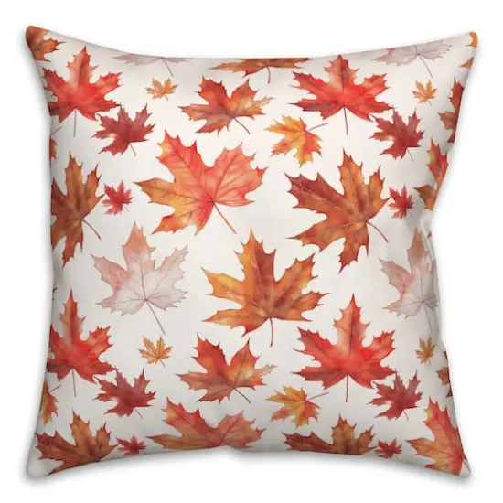 Watercolor Orange Leaf Pattern 18" x 18" Indoor / Outdoor Pillow {1}