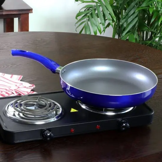 Oster Sato 12" Metallic Cobalt Aluminum Frying Pan {4}