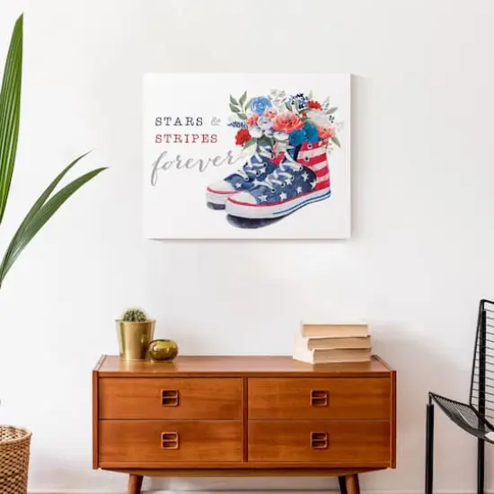 Stars and Stripes Sneakers Canvas Wall Art {5}