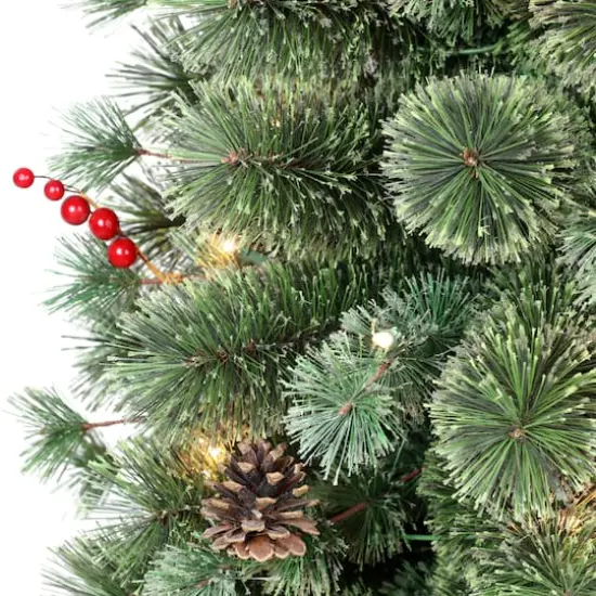 4.5ft. Pre-Lit Natural Pine Artificial Christmas Tree in Decorative Planter, Clear Lights {3}