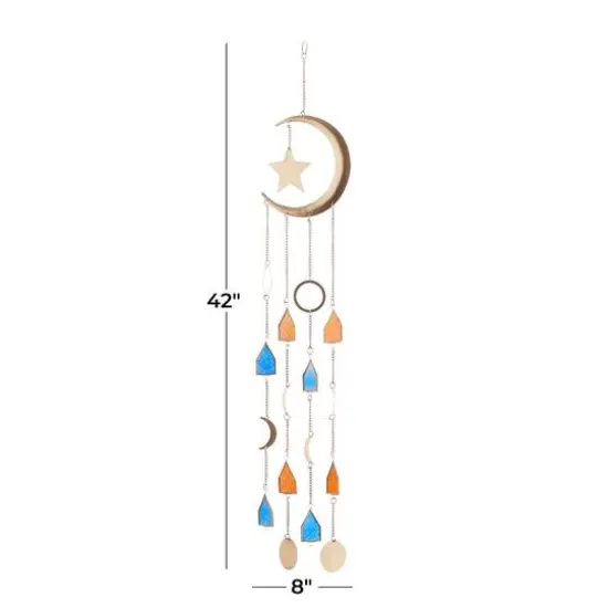 Gold Contemporary Moon and Sun Windchime, 8" x 2" x 42" {8}