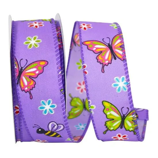 Reliant 1.5" x 20yd. Wired Butterfly And Bees Bright Ribbon {1}
