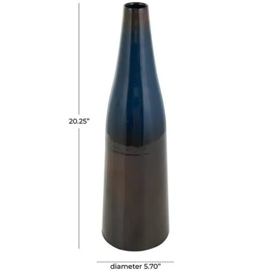 20.25" Blue & Brown Ombre Metal Vase {9}
