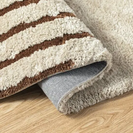 Glitzhome&reg; 5ft. x 8ft. Ivory & Tan Geometric Shag Area Rug {5}