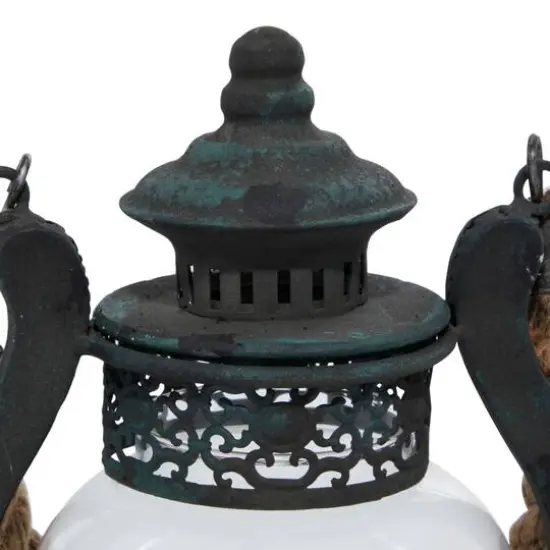Black Iron Rustic Candle Holder Lantern, 9" x 8" x 5" {6}