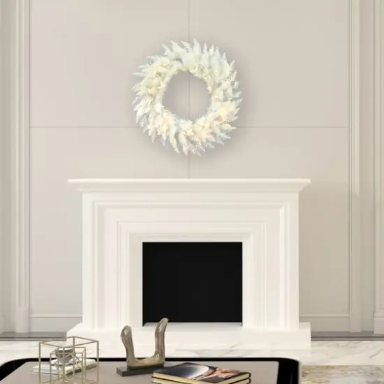 30" Warm White LED Sparkle White Spruce Wreath {3}