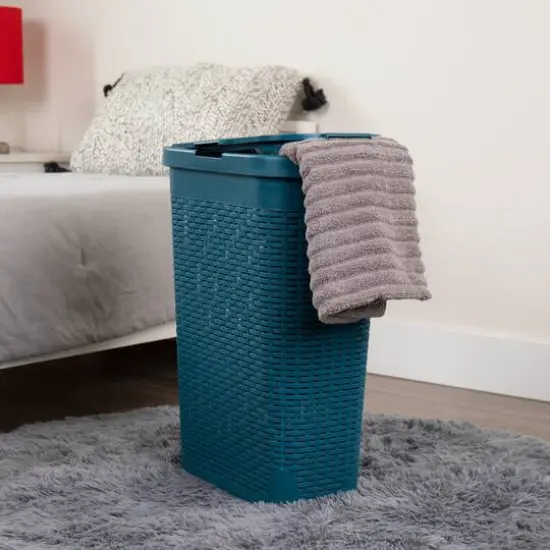 Mind Reader 23.5" Plastic Slim Laundry Hamper Blue {3}