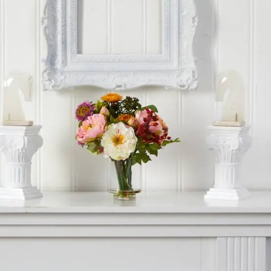 10" Peony Arrangement in Vase {9}