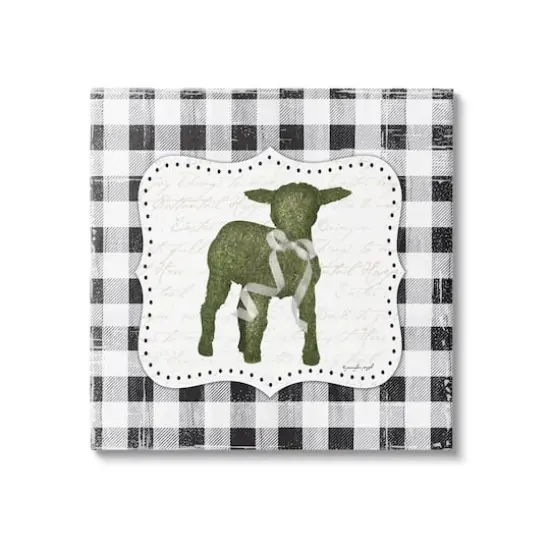 Stupell Industries Seasonal Easter Baby Calf Spring Tartan Pattern Canvas Wall Art {1}
