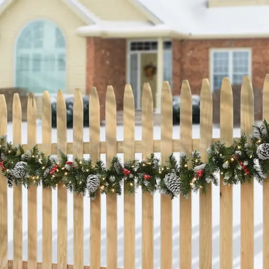 9' x 10" Pre-lit Frosted Berry Artificial Christmas Garland with 100 Clear Lights {3}