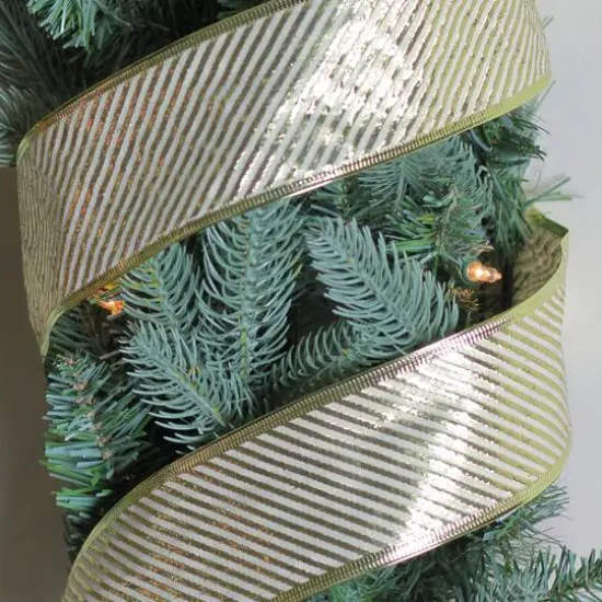 2.5" x 10yd. Wired Diagonal Stripes Christmas Ribbon {3}