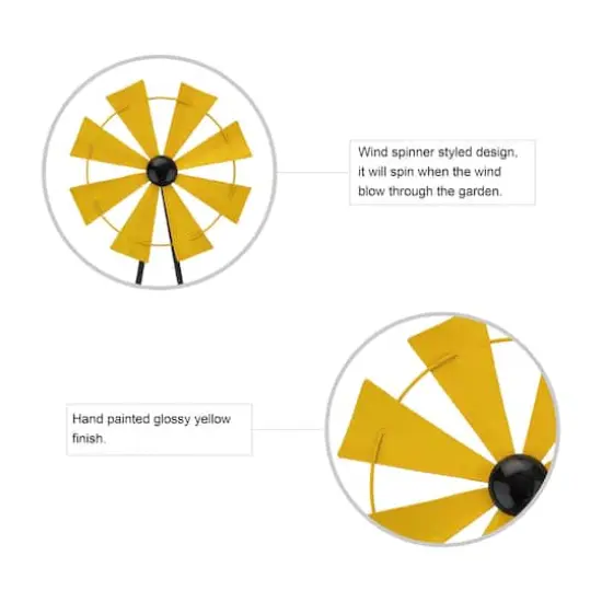 Glitzhome&reg; 3.5ft Yellow Metal Wind Spinner Yard Stake {4}